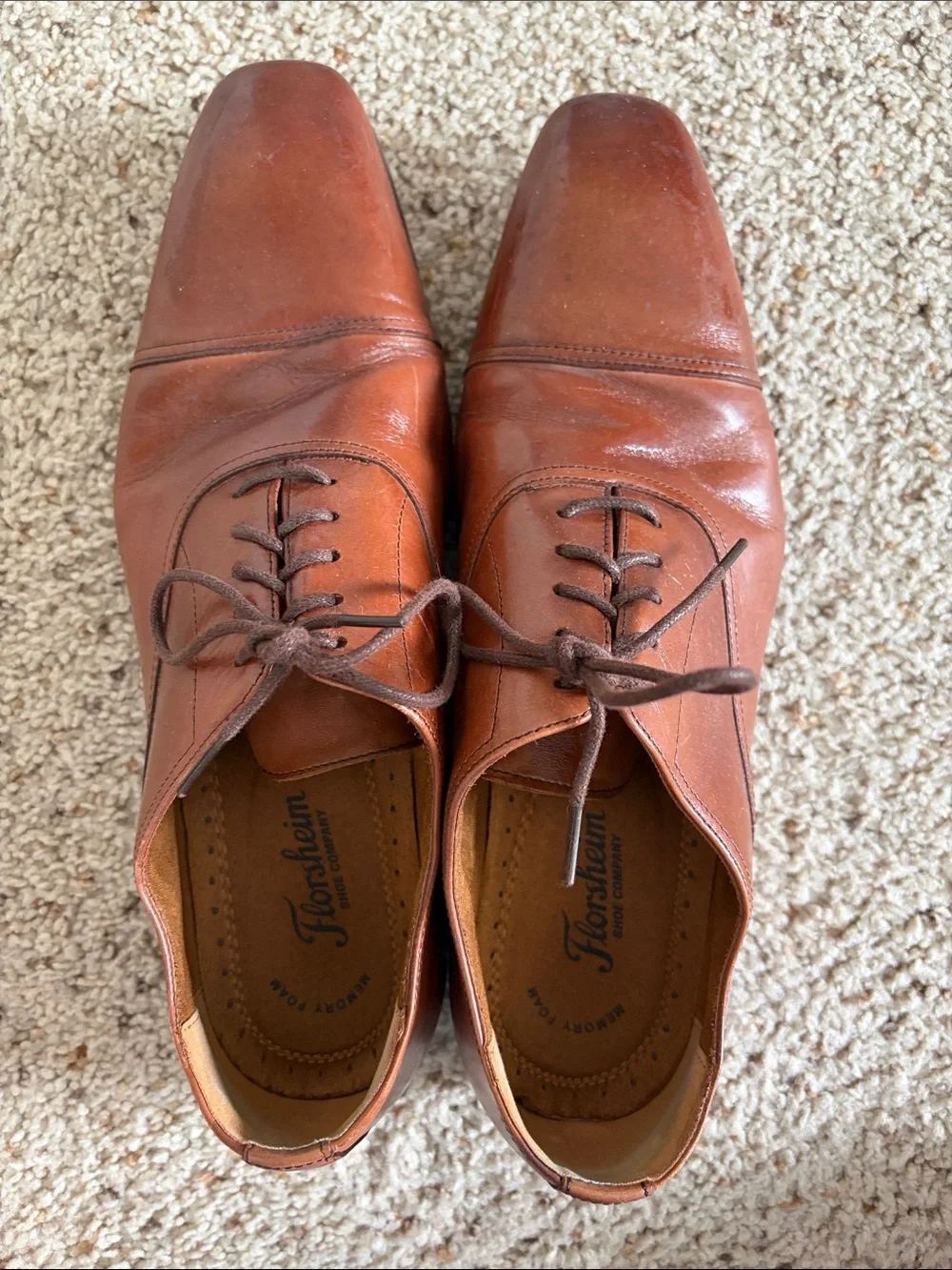 Florsheim Men's Brown Leather Cap-Toe Derby Shoes